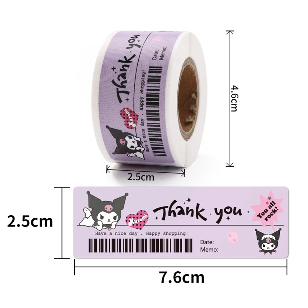 120pcs Cute Sanrio Kuromi My Melody Stickers Roll Kawaii Cartoon Anime Vinyl Decoration Decals
