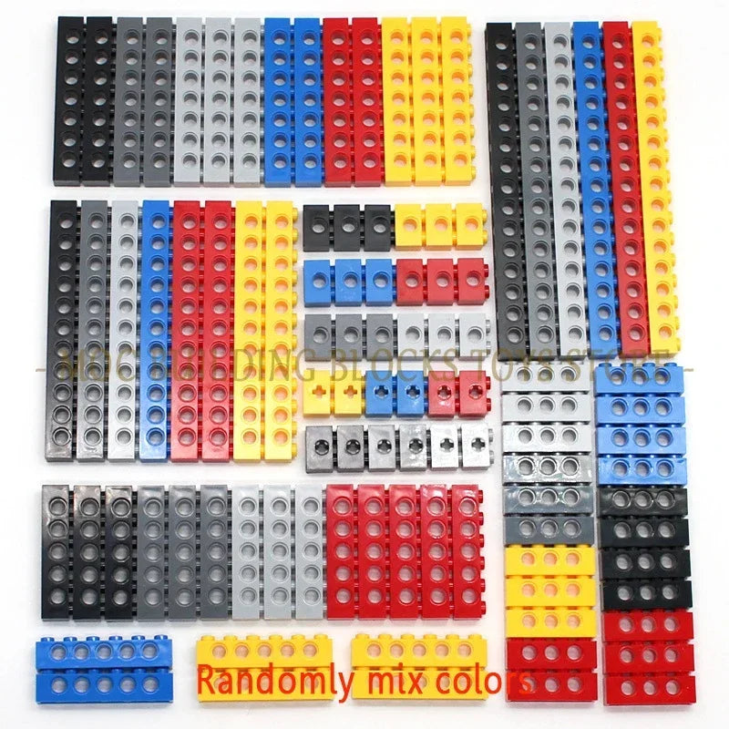 Technical Building Blocks Parts Bulk MOC Thick Bricks 6 Color Combination Accessories Studded Long Beams Robot