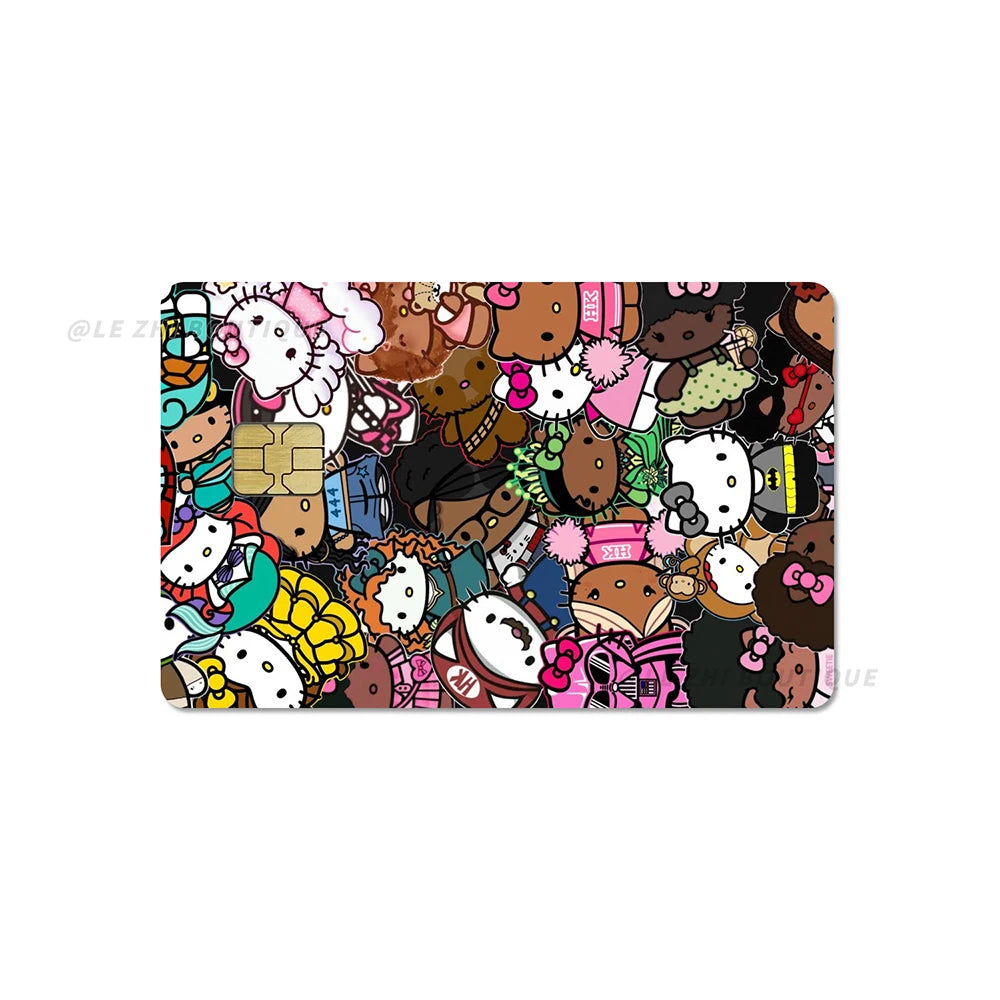 Hawaiian Black Skin Hello Kitty Diy Credit Debit Card Sticker Party Sticker Decoration Waterproof Sticker