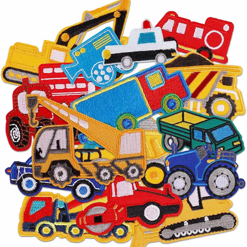 5-17PCS Embroidered Car Patches Cartoon Cars Iron on Patches Vehicle Sew on Patch Applique