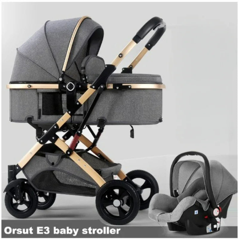 3 in 1 Baby Stroller with car seat,High Landscape Baby Carriage,Two-way Newborn Stroller Four-wheel  portable baby stroller