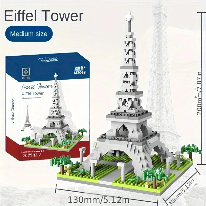 Paris Eiffel Tower Children's Puzzle Micro Particle Block Assembly Landmark Building Model Ornament Toy