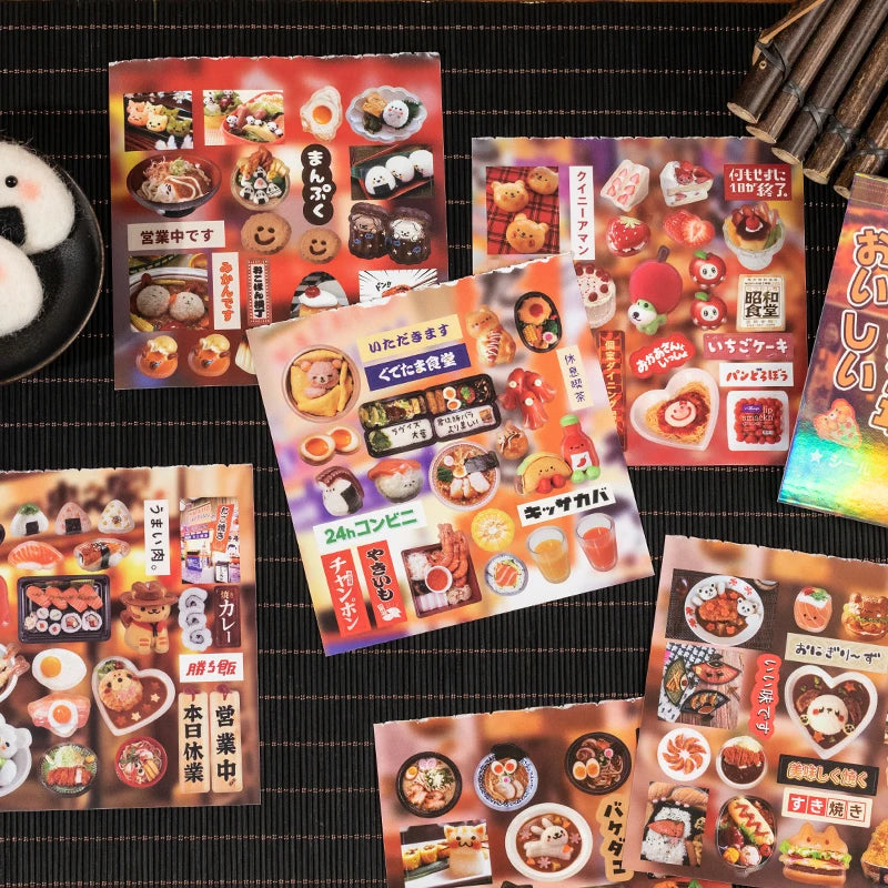 20 Sheets PET Die cut Stickers Book Retro Cartoon Decorative