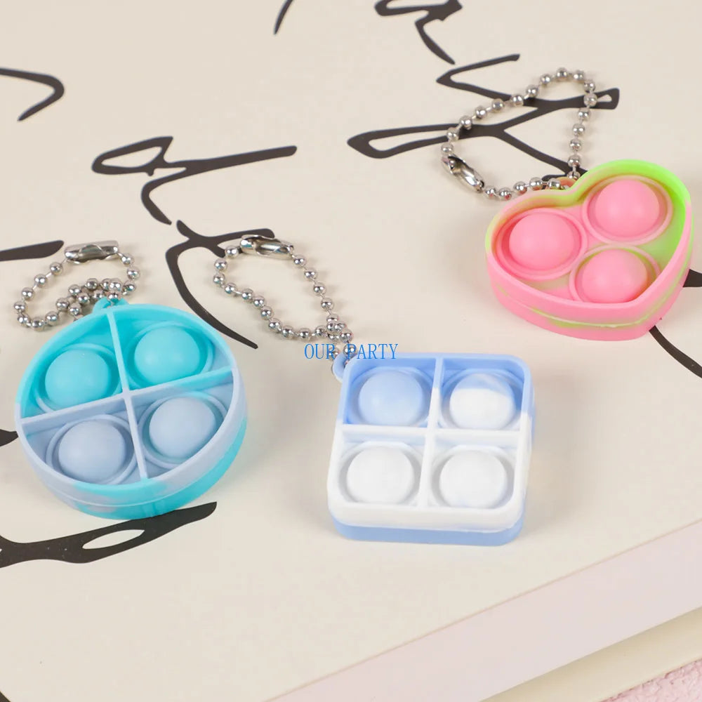 20Pcs Mini Pop Push Bubble Fidget Toy Keychains Relaxing Stress Relief Sensory Toys