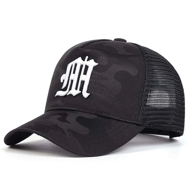 M Letter Camo Mesh Baseball Cap – Unisex Street Hat