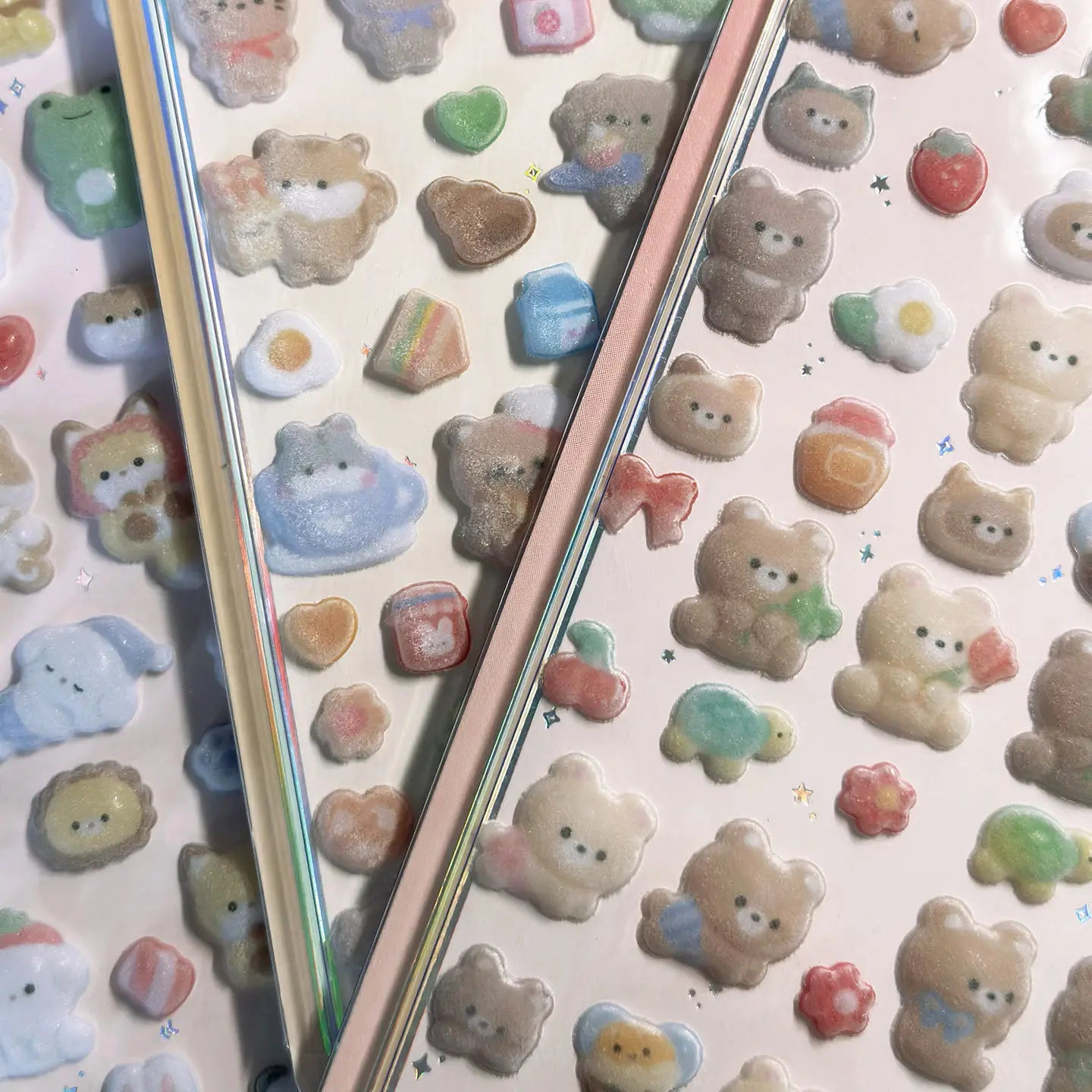 1 pc/6 pcs Cartoon Animals Flocked 3D Relief Stickers Journaling DIY Diary Cute Stationery Sticker