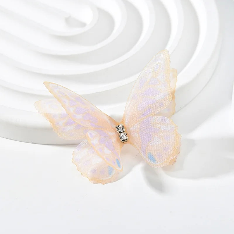 20pcs Double Sweet Butterfly Appliqued 3D Simulation Mesh Dreamy Bouquet Patch