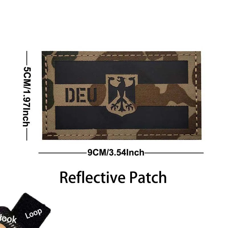 Germany Flag Morale Emblem German Eagle DEU Patches Reflective Infrared IR Badges
