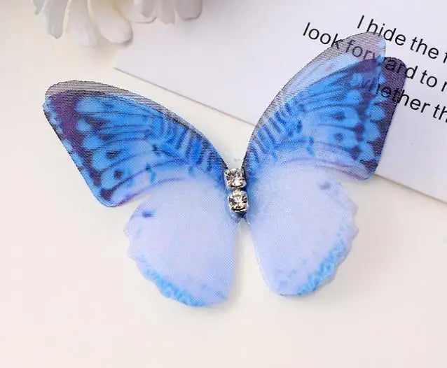 20pcs Double Sweet Butterfly Appliqued 3D Simulation Mesh Dreamy Bouquet Patch