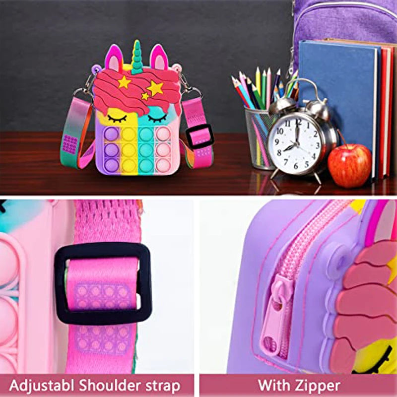 Rainbow Unicorn Bag Fidget Toys for Girls Decompression Stress Relief