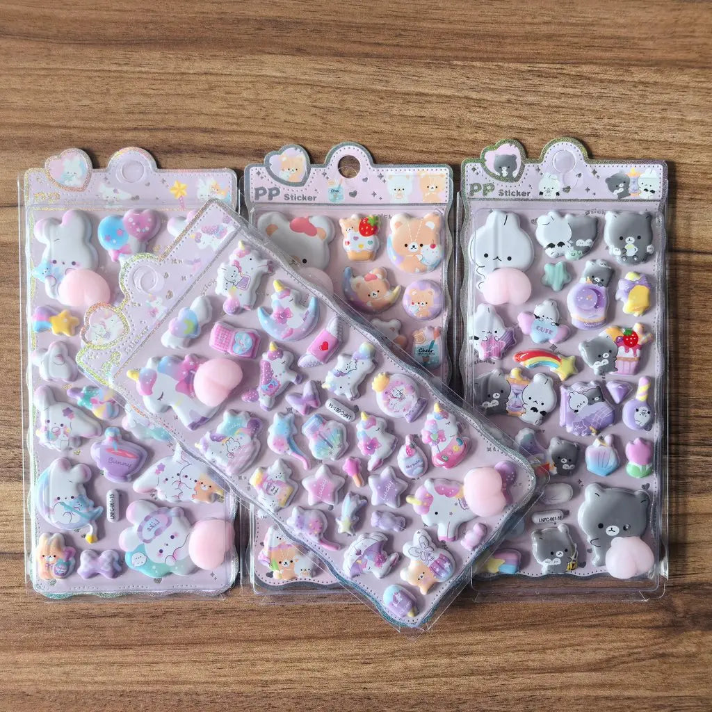 Cute Cartoon PP Sticker (1 Pcs) - 3D Embellishment for Decoration