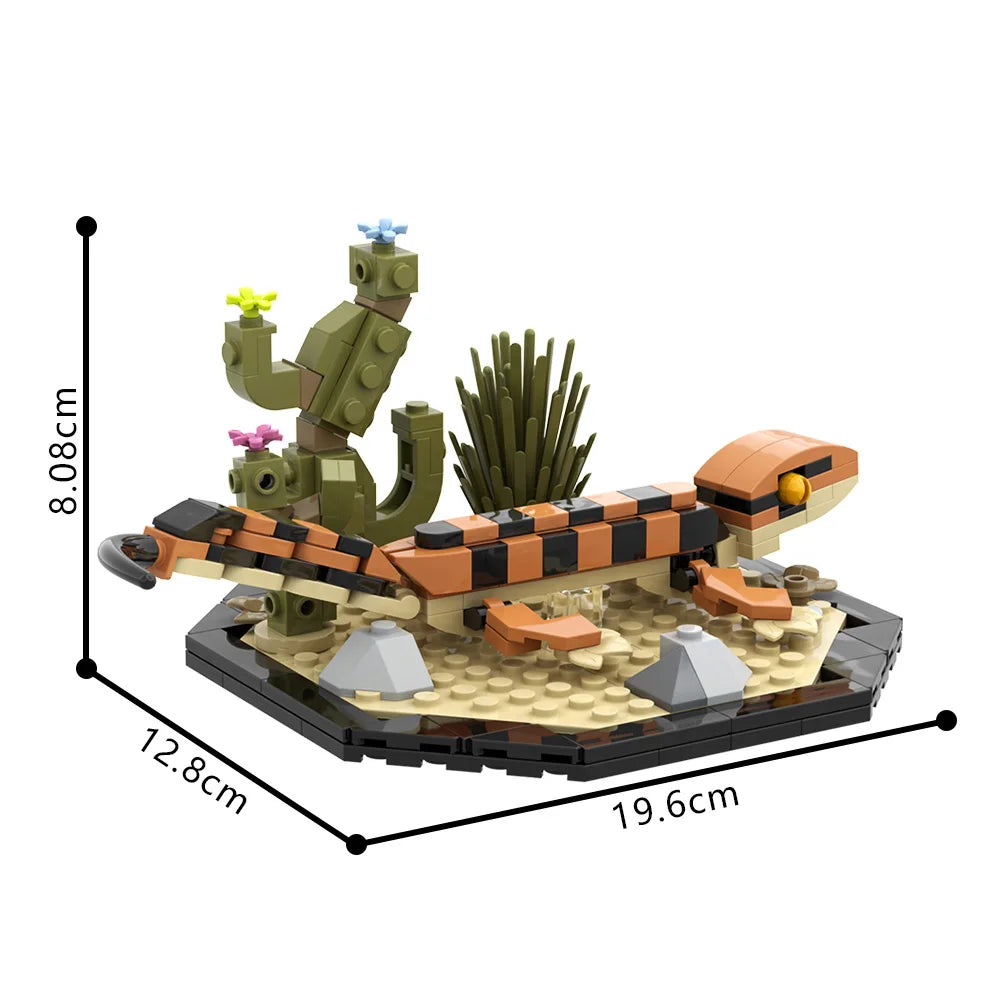 MOC Chameleon Model Building Blocks Horror Reptile Desert Lizard DIY Design Insect Botanical Bricks Toy