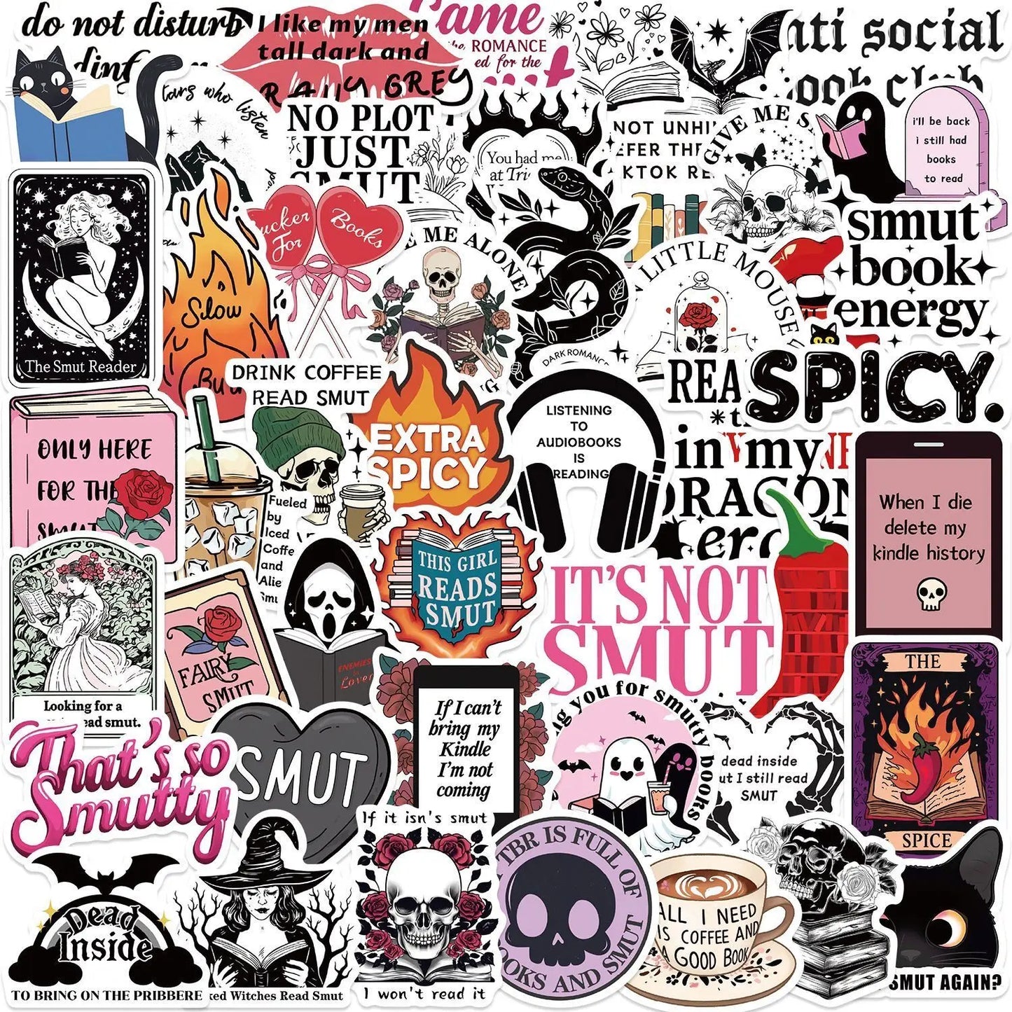 10/50/100pcs Mix Smut Dark Romance Bookish Book Reading Stickers