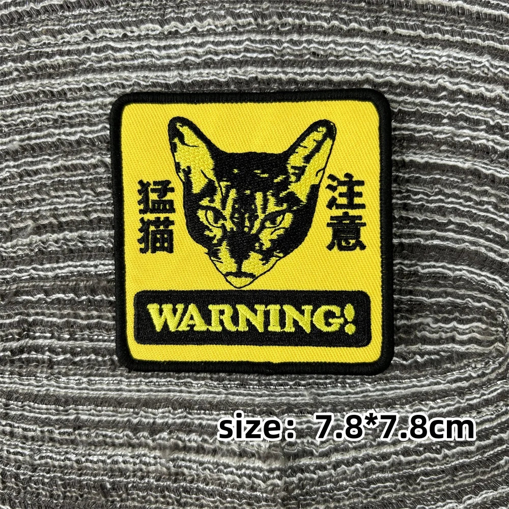 Cat Patch Embroidery on Clothes Cute Animal Morale Badge Tactical Equipment Hook and Loop Patches