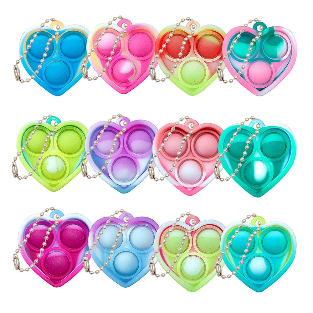 10-50pcs Mini Pop Keychain Toddler Sensory Fidget Toys Bulk Classroom Prizes for Kids