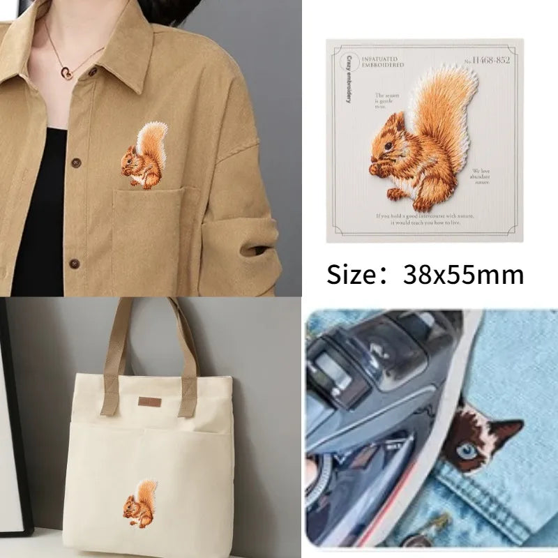 Cute Squirrel Embroidered Animal Patch DIY Bag Mobile Phone Case Clothing Patch