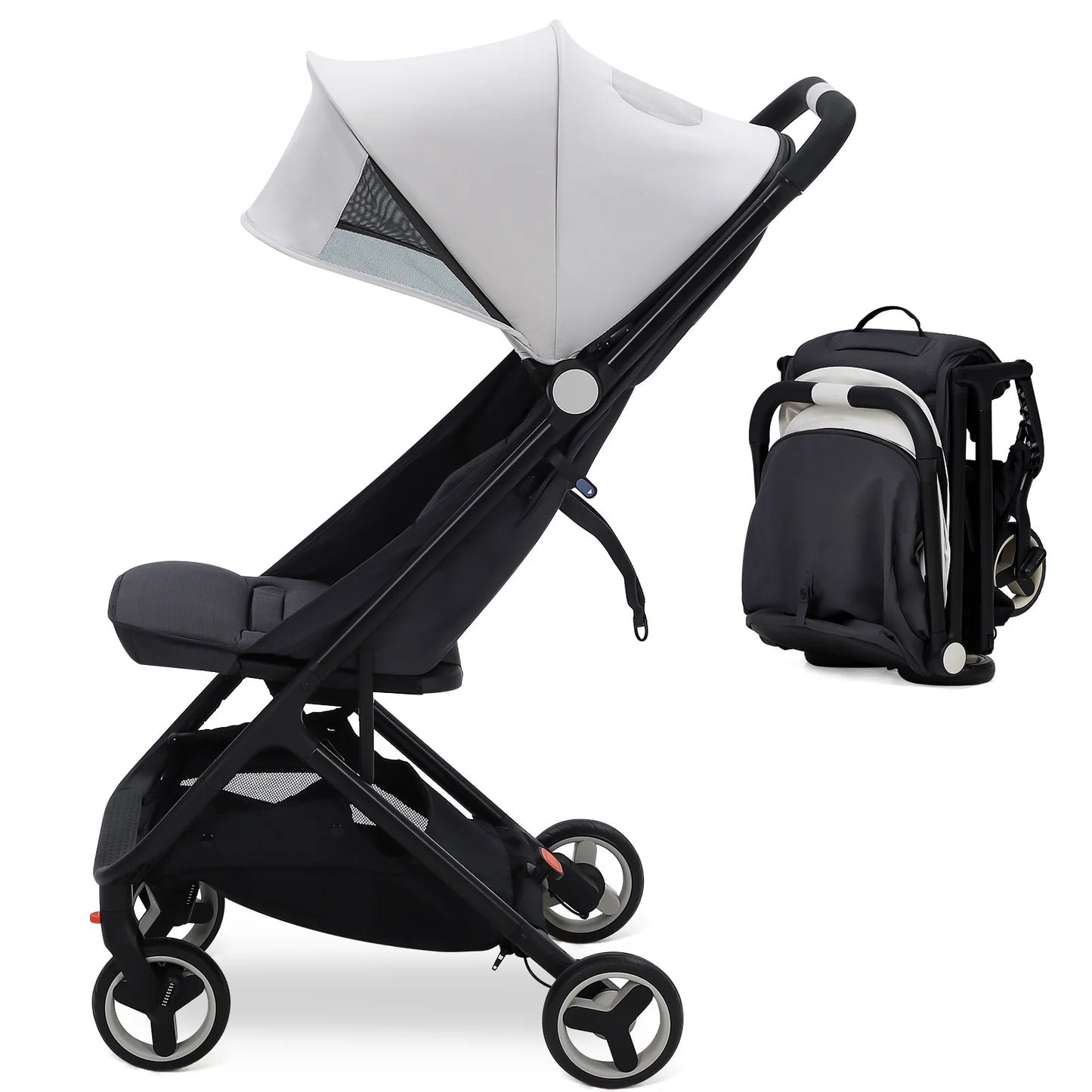 Lightweight Baby Stroller, Compact Umbrella Stroller with Adjustable Canopy/Footrest/Backrest, One-Hand Folding Newborn Stroller