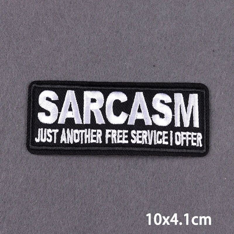 Black Patch With Slogan Iron On Patches For Clothes DIY Embroidery Applique Fusible Patch