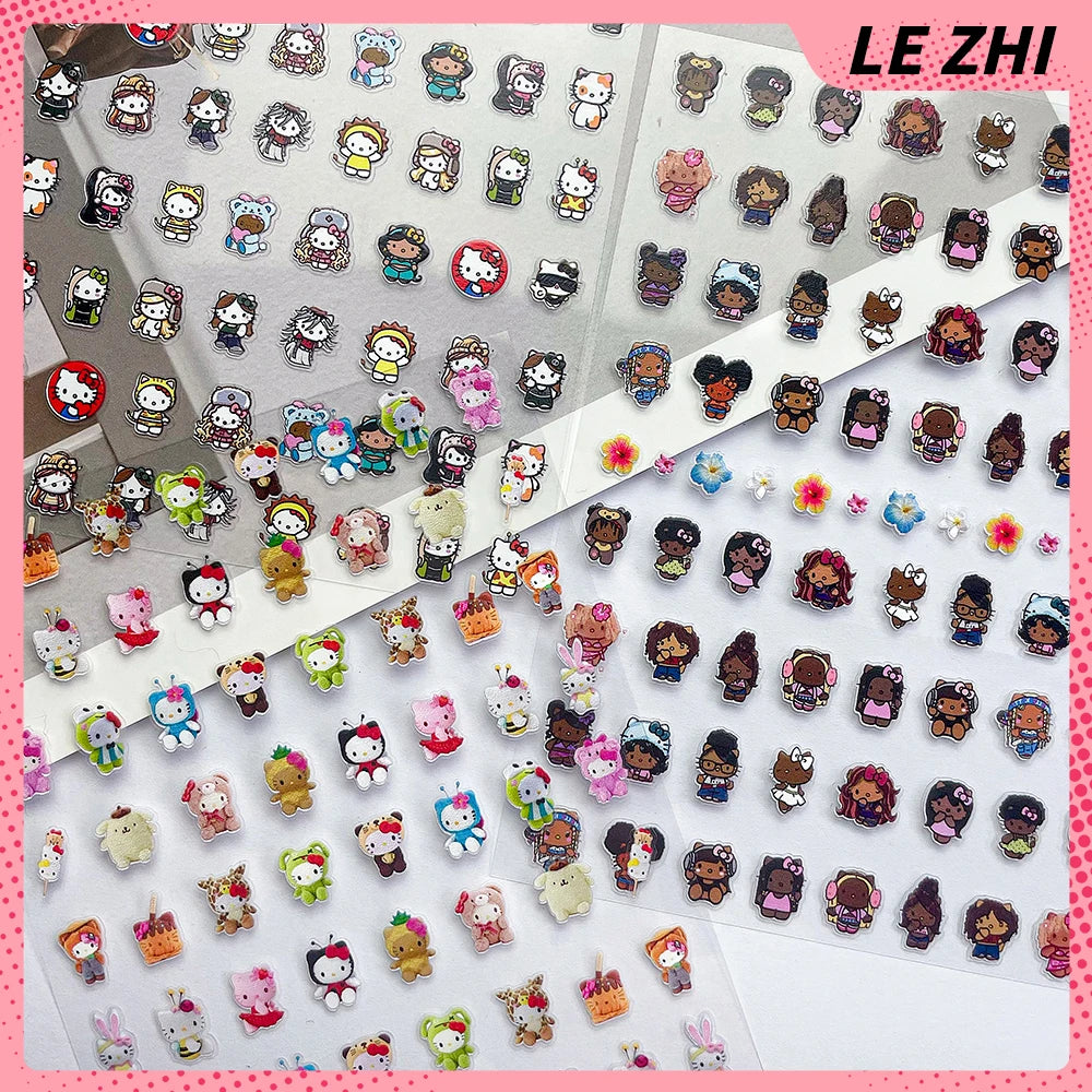 Sanrio Press On Nails Stickers Y2K Punk 3D DIY Scrapbook Nails Stickers