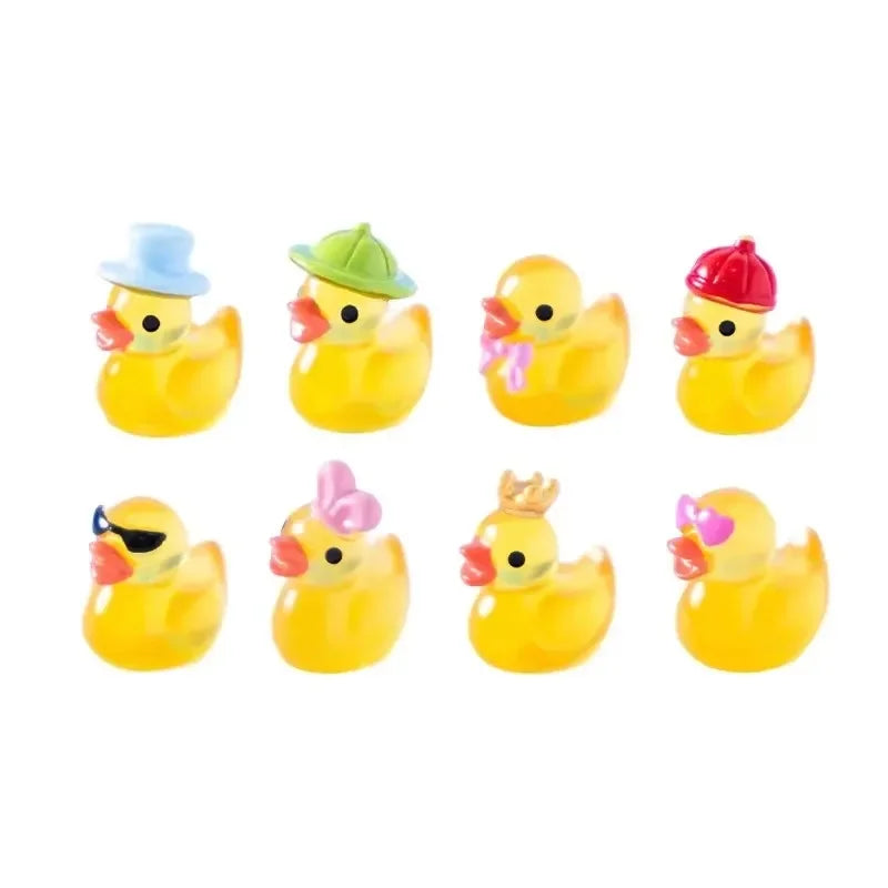 100/50PCS Mini Yellow Luminous Duck Ornament Miniature Figures