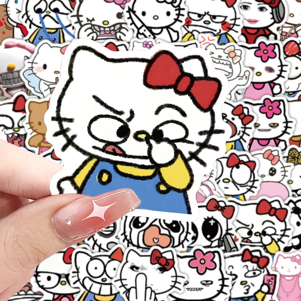 10/30/70PCS Spoof Hello Kitty Stickers Funny Abstract Sanrio Graffiti Decals
