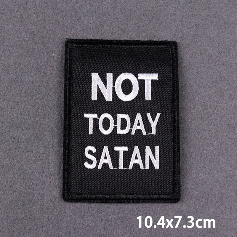 Black Patch With Slogan Iron On Patches For Clothes DIY Embroidery Applique Fusible Patch
