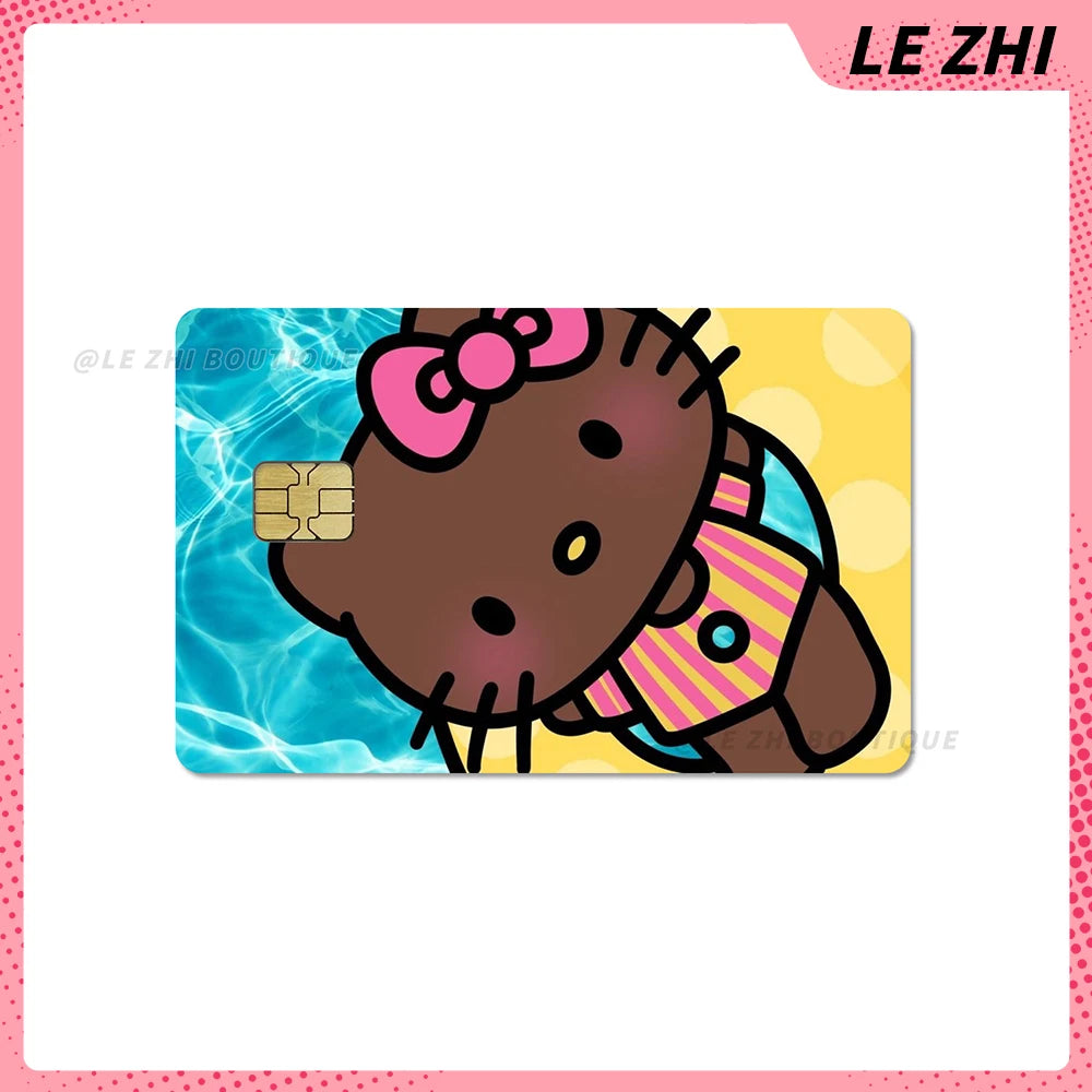 Hawaiian Black Skin Hello Kitty Diy Credit Debit Card Sticker Party Sticker Decoration Waterproof Sticker