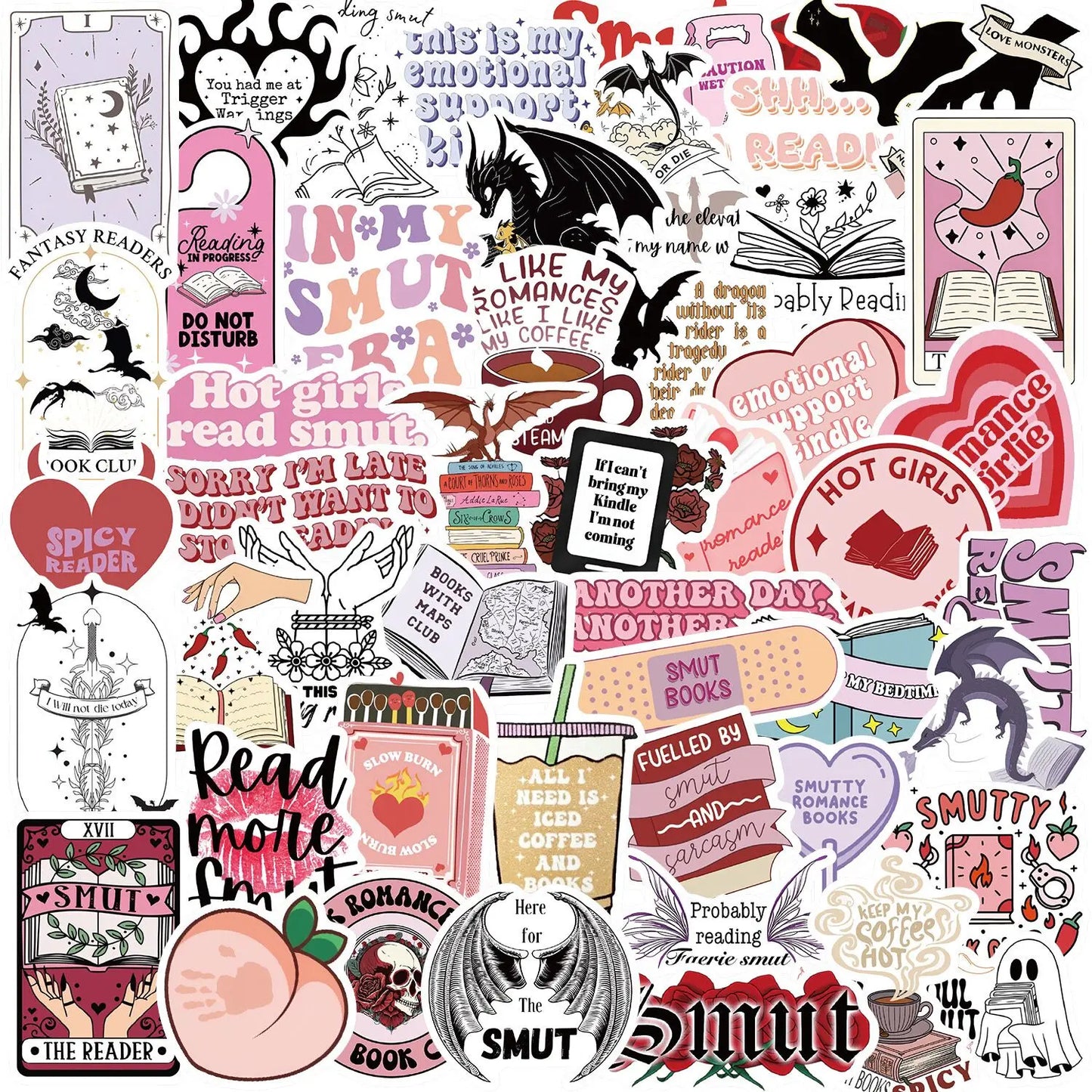 10/50/100pcs Mix Smut Dark Romance Bookish Book Reading Stickers