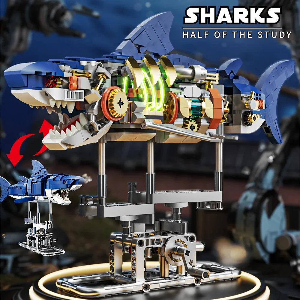 Mechanical Sea Animal Building Blocks Shark Octopus Whale Manta Ray Model