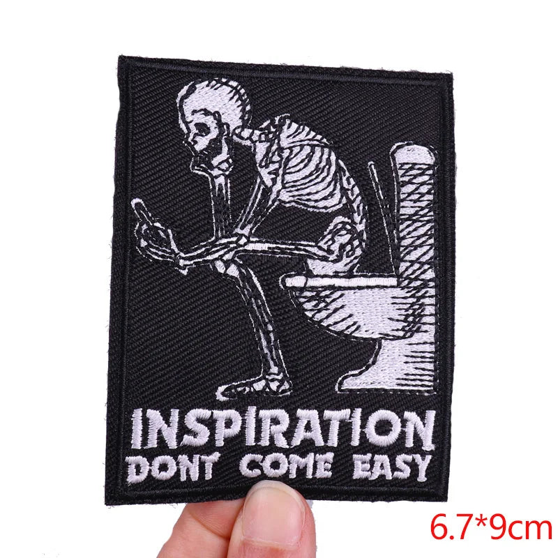 Rose Skull Embroidery Patch Punk Skull Patch Jackets Backpack Hats Sew DIY Iron On Patches For Clothing