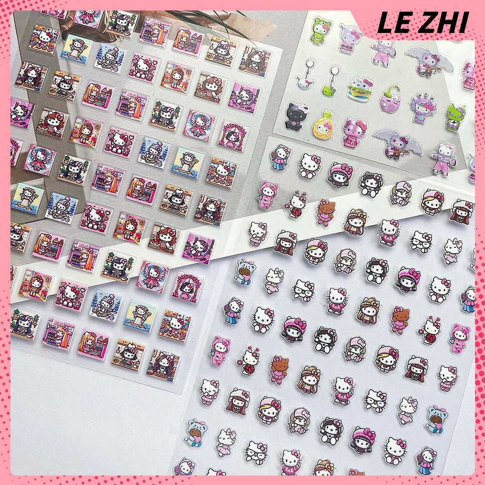 Sanrio Press On Nails Stickers Y2K Punk 3D DIY Scrapbook Nails Stickers