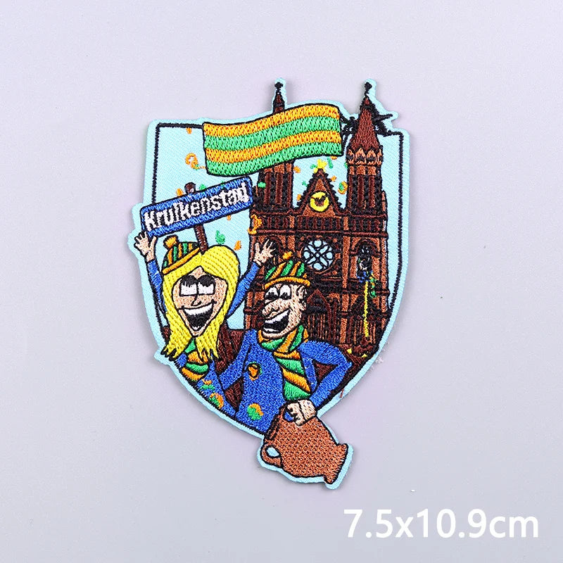 Netherland Carnival Patches Kruikenstader Emblem Embroidery Patches For Clothing Sew On