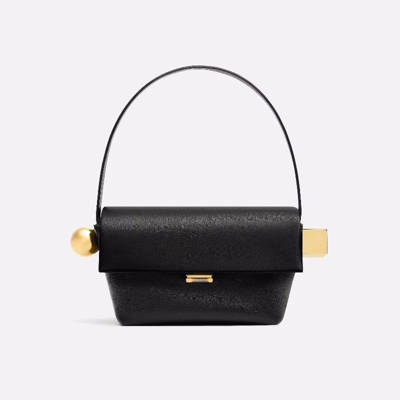 Luxury Women’s Shoulder Bag – Solid Color Flap Top Handle Handbag