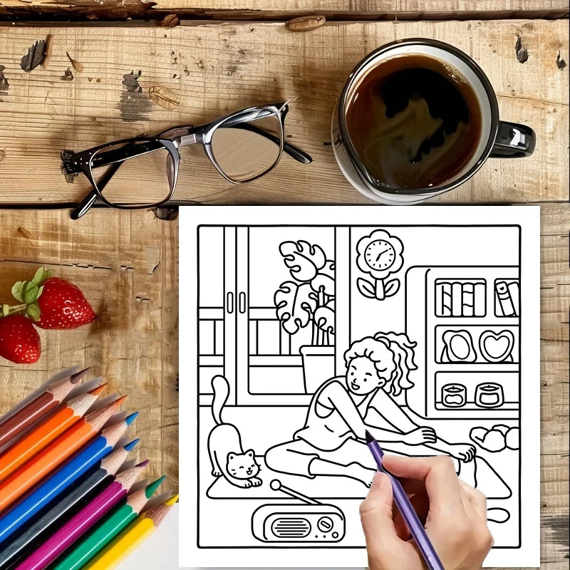 28 Pages Cozy Style Coloring Book for Adult
