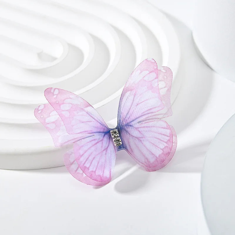 20pcs Double Sweet Butterfly Appliqued 3D Simulation Mesh Dreamy Bouquet Patch