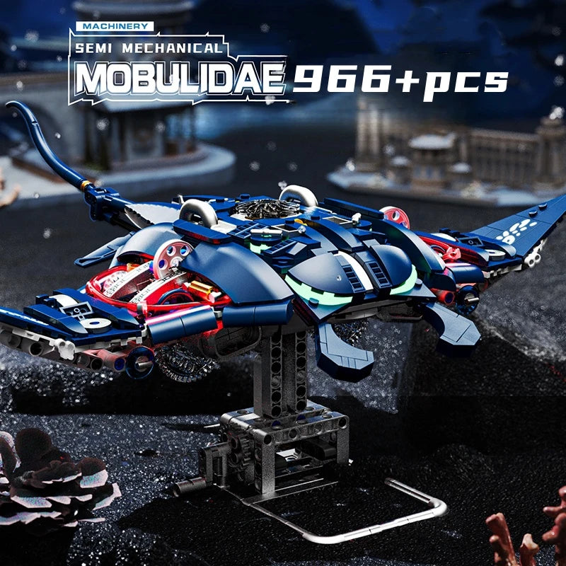 Mechanical Sea Animal Building Blocks Shark Octopus Whale Manta Ray Model