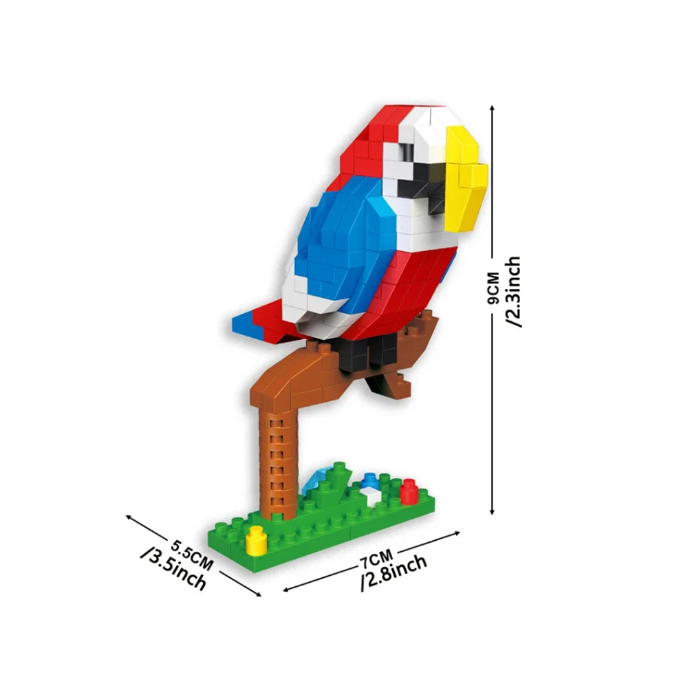 Colorful Parrot Micro Mini Building Blocks Assembly Toys 3D Model Bricks for Birds Funs Hands-on Ability Gift