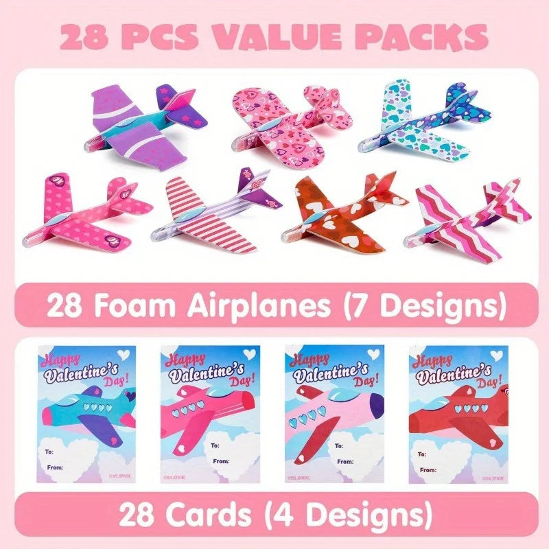 Valentines Day Foam Airplanes Greeting Cards with Valentine Punchline