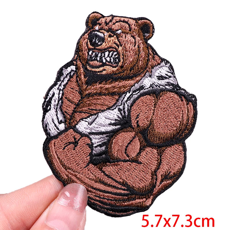 Muscle Animal/Rock Sports Embroidery Patch Iron On Patches For Clothing