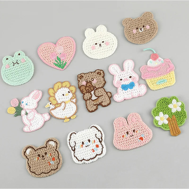5pc Cartoon Little Rabbit Bear Love Cloth Sticker DIY Phone Case Decoration Cloth Patch