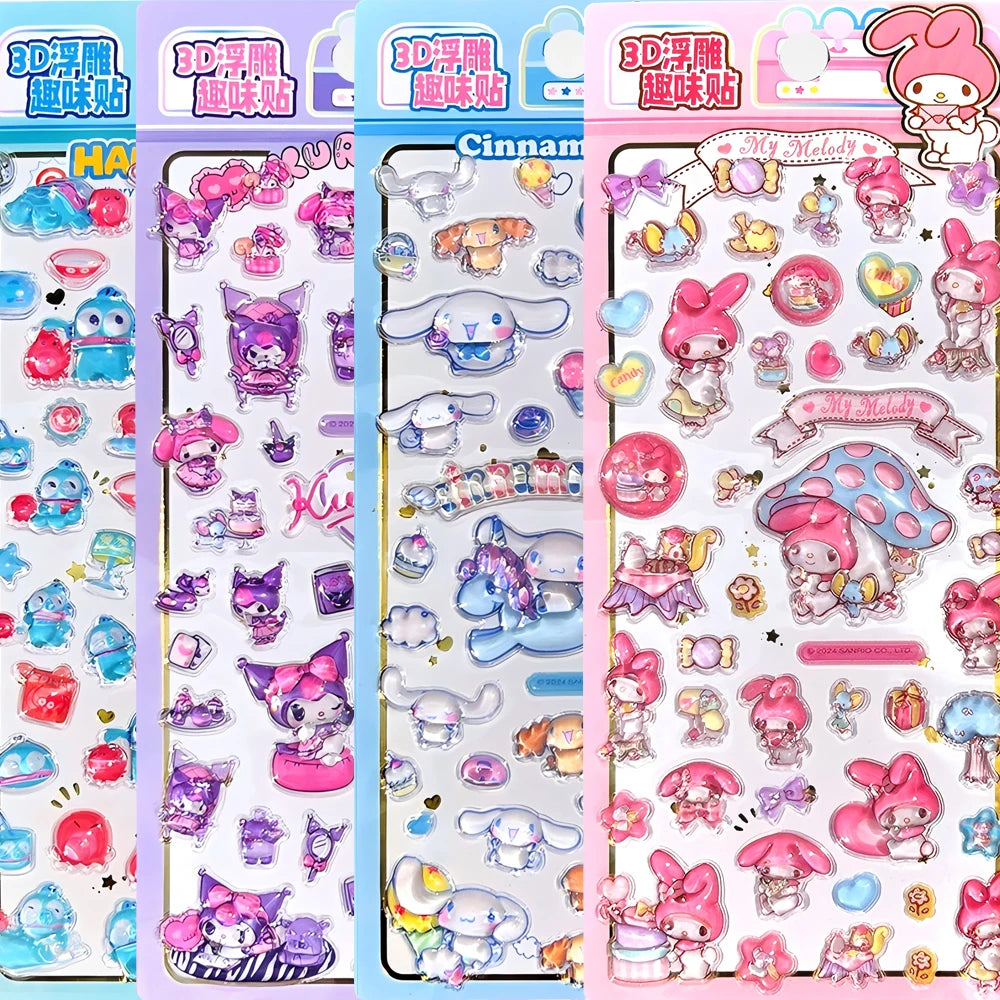 Cute Sanrio 3D Crystal Stickers Aesthetic Cartoon Sticker