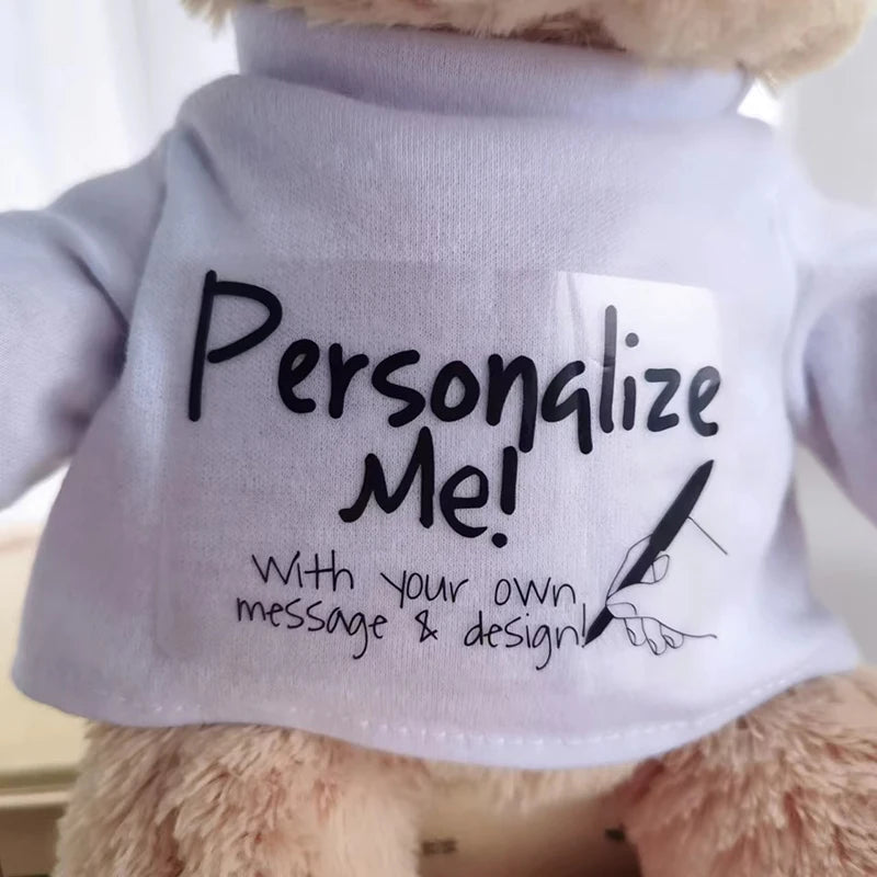 Teddy Bear DIY bear with white Blank Tshirt, 11"