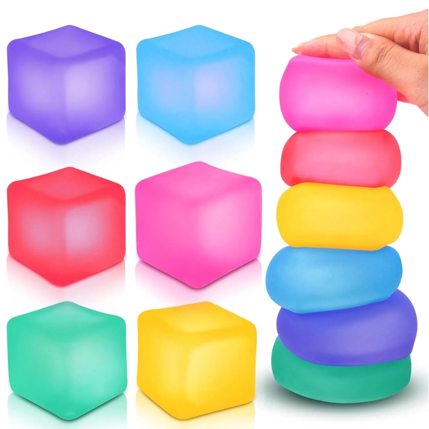 Stress Cube Squishy Fidget Toys for Relaxation High Density Gel Filled Fidgets Calming Toys