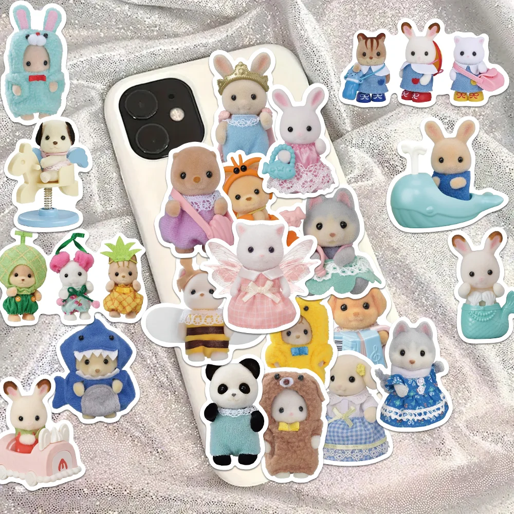 55pcs Calico Critters Stickers Laptop Scrapbook Decoration Graffiti Waterproof Sticker