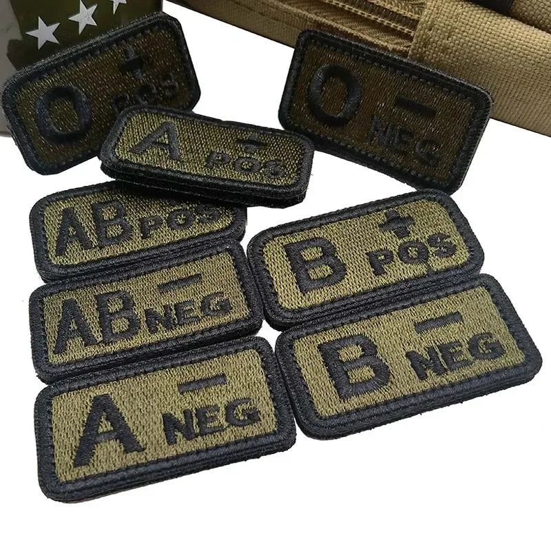 Blood Type Badges Fabric Applique Embroidery Hook and Loop Patches,Military Tactical Patch