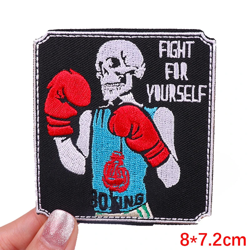 Muscle Animal/Rock Sports Embroidery Patch Iron On Patches For Clothing