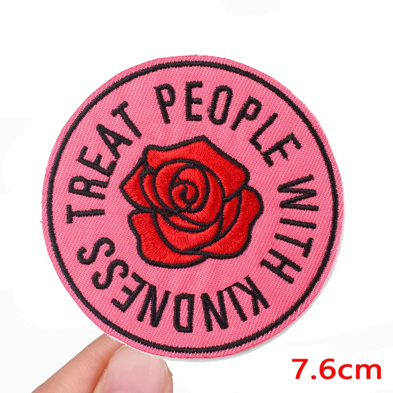 Good Vibes/Positive Letter Slogan Embroidered Patches DIY Personality Cartoon Patch Iron On Patches For Clothing