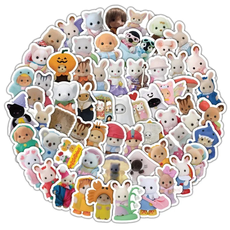103pcs cartoon Sylvanian Families Cute Creative Decorative Stickers