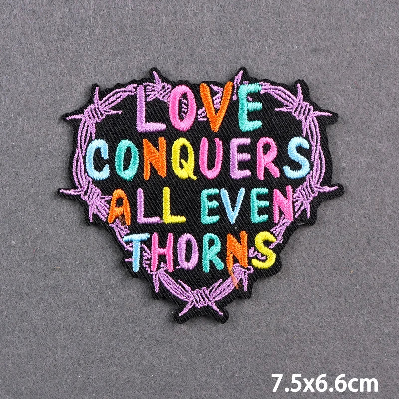 Warning Letters Embroidery Patches For Jeans Good Vibes Iron On Patch Thermoadhesive Patches For Clothes