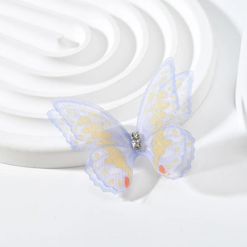 20pcs Double Sweet Butterfly Appliqued 3D Simulation Mesh Dreamy Bouquet Patch